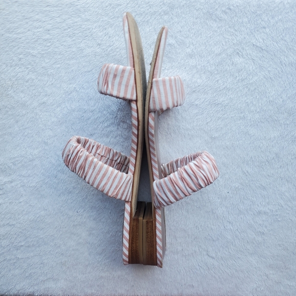 FREE with Purchase Size 9/10 Mismatched Women's Deltan Pink White Stripe Sandals - Picture 2 of 5